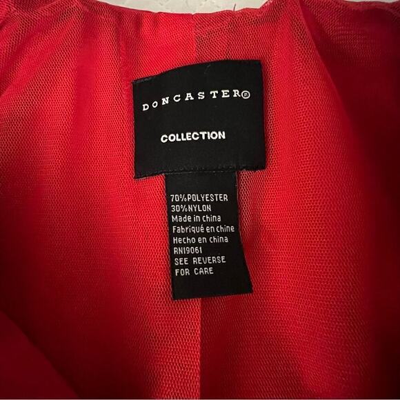 Doncaster Womens 8 Red 3/4 Sleeve Jacket w/ Offset Zipper Pop Up Collar Pockets - Picture 4 of 7